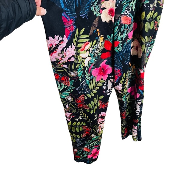 H&m black floral print Hawaiian tropical sleeveless jumpsuit size 14 - Picture 10 of 13